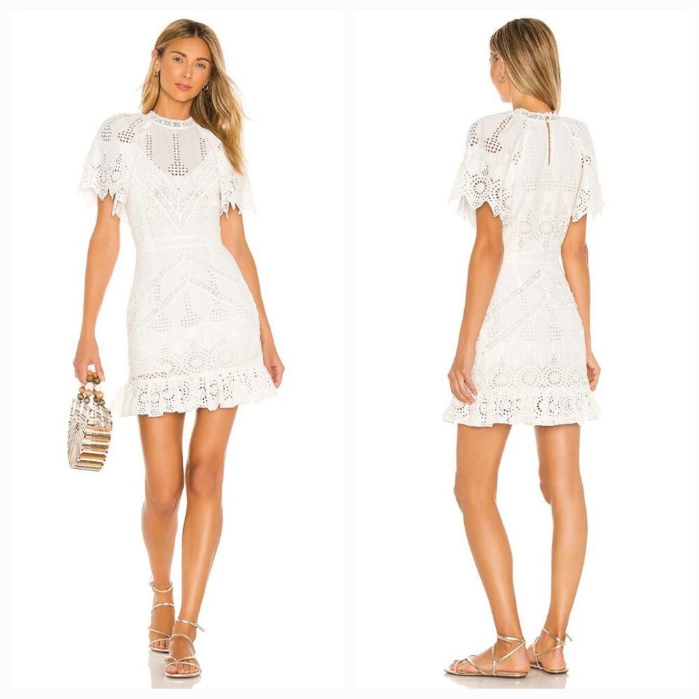 Tularosa White Eyelet Mini Dress